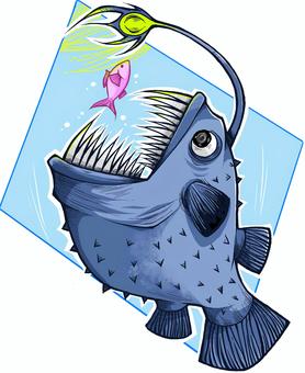 チョウチンアンコウ チョウチンアンコウ,魚,あんこう,深海魚,捕食のイラスト素材