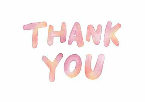 THANK YOU 水彩ピーチピンク thank,you,水彩,手描き,かわいい,英語,大文字,丸文字,ピンク,オレンジのイラスト素材