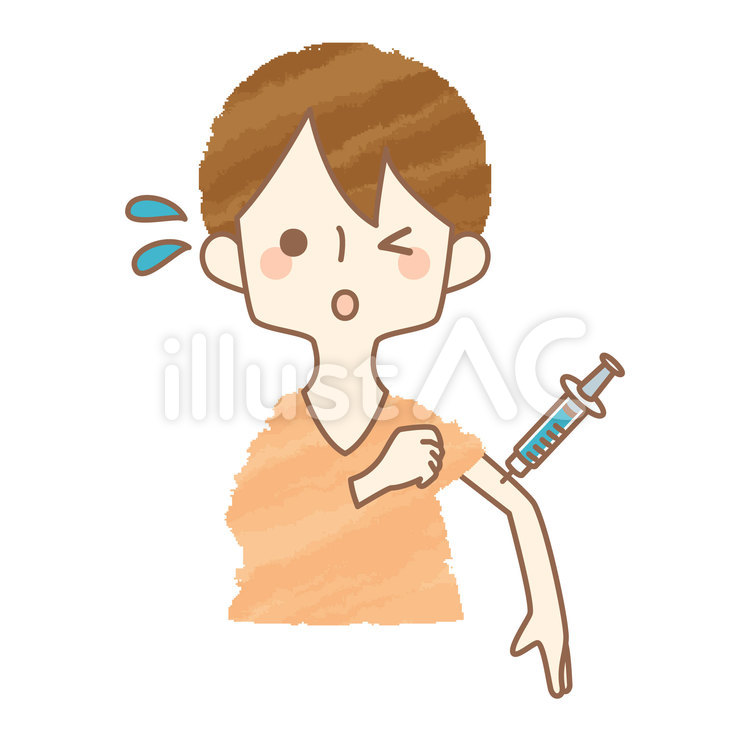 注射を受ける男性 注射,接種済み,ワクチン接種のイラスト素材