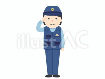 敬礼をする女性警察官のイラスト