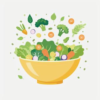 サラダのイメージイラスト 食べ物,アイコン,ボウル,料理,デザイン,ベクター,健康な,鉢,緑,食事のイラスト素材