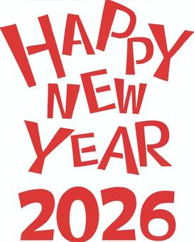 HAPPY NEW YEAR2026赤色