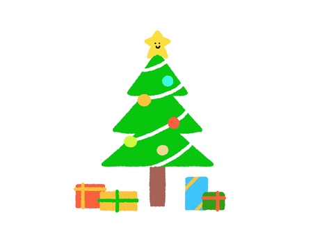可愛いクリスマスツリーとプレゼント クリスマスツリー,もみの木,クリスマス,聖樹,樹木,ツリー,挿絵,可愛い,シンプル,ゆるいのイラスト素材