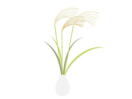 ススキ花瓶 ベクター,すすき,季節,単体,自然,ススキ,芒,草,風,揺れるのイラスト素材