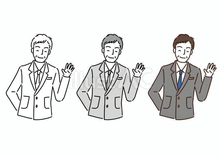爽やかに挨拶してくれるおじさんの上司 おじさん,上司,男性のイラスト素材
