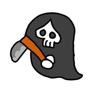 かわいい死神と鎌のイラスト 死神,骸骨,ガイコツ,スカル,鎌,大鎌,死神の鎌,ハロウィン,ホラー,おばけのイラスト素材