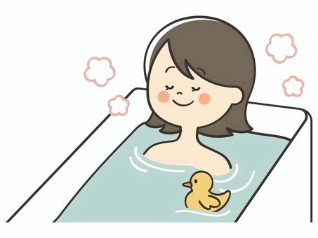 お風呂に入る若い女性 お風呂,風呂,入浴,湯船,浸かる,リラックス,女性,健康,休日,休憩のイラスト素材