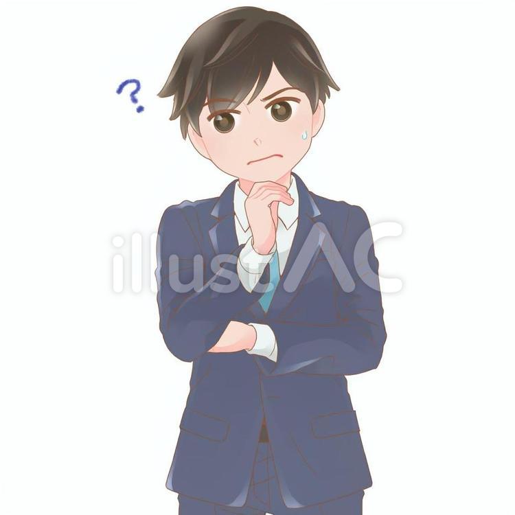 男性　サラリーマン　疑問　タイプ1 男性,人物,サラリーマンのイラスト素材