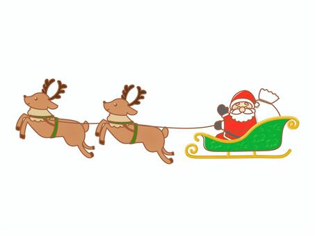 サンタとトナカイのそり クリスマス,サンタクロース,サンタ,トナカイ,そり,クリスマス会,冬,12月,プレゼント,サンタそりのイラスト素材