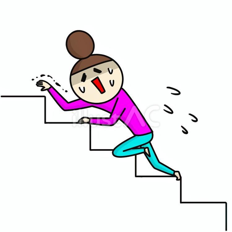 這って階段をのぼるおだんごの女性 階段,登る,女性のイラスト素材