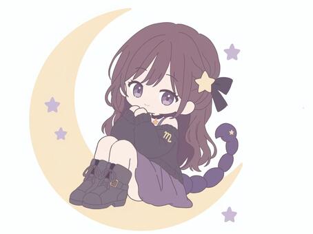 かわいいさそり座の女の子　擬人化 蠍座,星座,占星術,女性,女の子,擬人化,星,星空,夜空,天体のイラスト素材