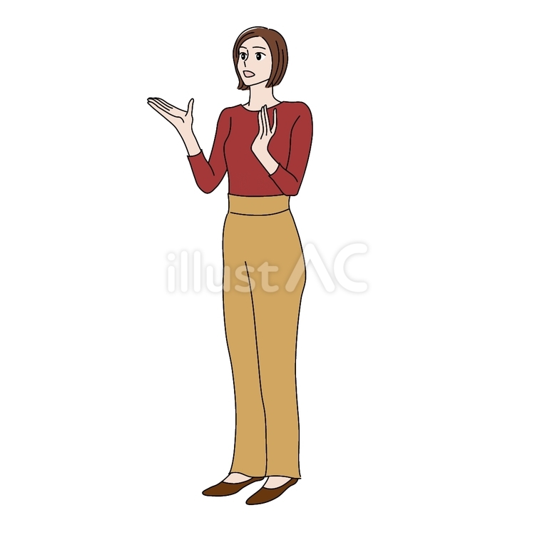 手振りを交えて会話・議論をする女性イラスト - No: 27080784｜無料イラスト・フリー素材なら「イラストAC」