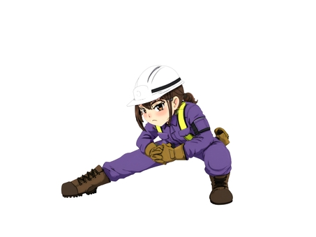 建設土木工事現場の体操の屈伸運動の作業員 作業員,屈伸,建設業,土木,建築,工事,現場,建設のイラスト素材