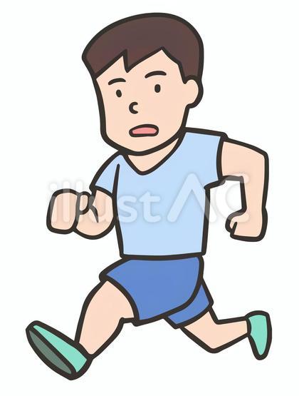 走る男性、横側