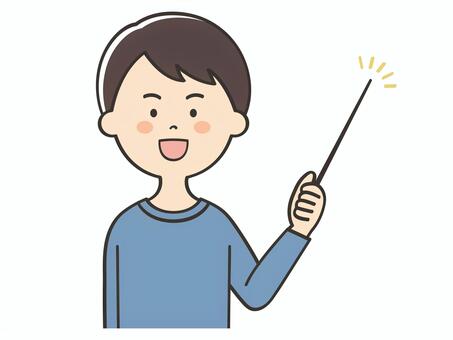 説明する男性 男性,説明,教える,解説,プレゼン,発表,ポイント,注目,誘導,アドバイスのイラスト素材