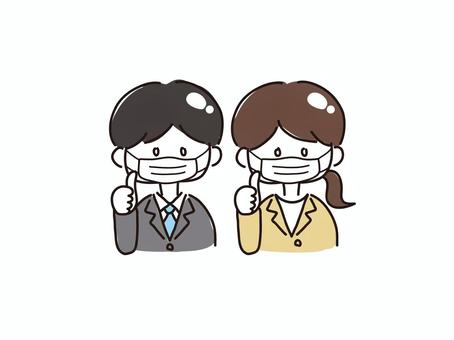 マスクをしたビジネスマン(カラー)