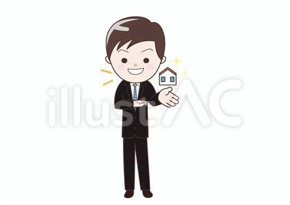 一戸建てをオススメしているビジネスマン