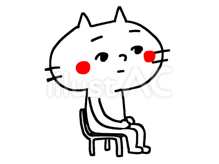 椅子でゆっくり待つ猫 猫,待つ,椅子のイラスト素材