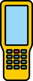 黄色のハンディ端末です。 黄色のハンディ端末です。 ハンディ,端末,在庫管理,シンプル,倉庫,作業,物流,機械,モバイル,バーコードのイラスト素材