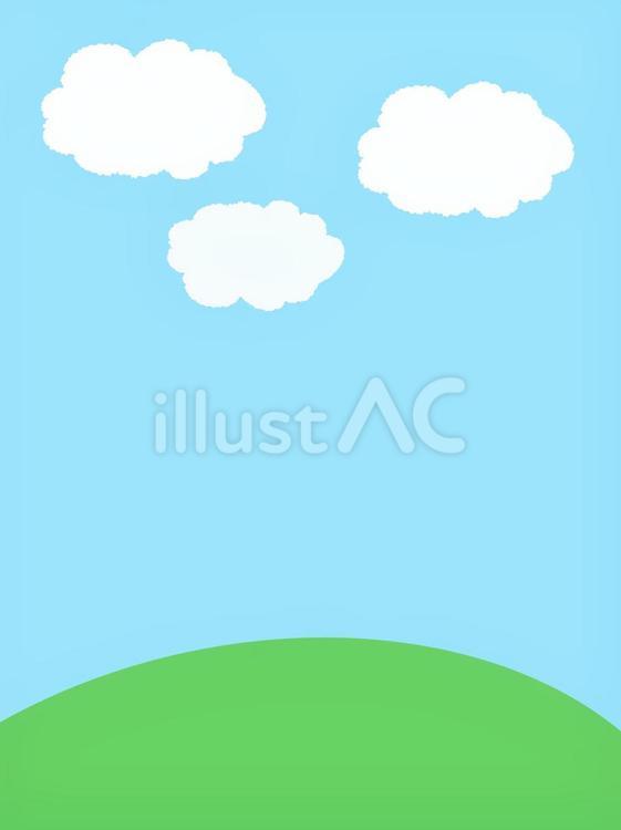 空と大地　縦 雲,空,大地のイラスト素材