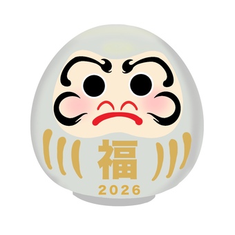 だるま　白　まんまる　正月　手描き だるま,白,達磨,正月,丸い,ポストカード,年賀状,縁起がよい,かわいい,手描きのイラスト素材