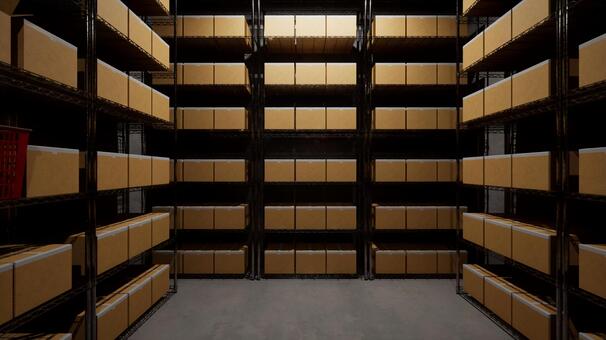 整理されたダンボールの倉庫 倉庫,荷物,倉庫作業,段ボール,仕事,在庫,山積み,室内,物置,保管庫のイラスト素材