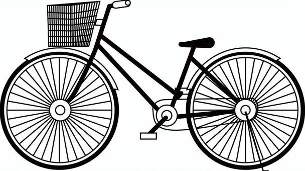 ママチャリ　  ママチャリ,自転車,二輪,乗り物,手軽,線画,白黒のイラスト素材