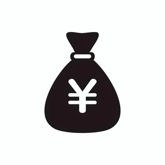 お金が入った袋のモノクロアイコン お金,アイコン,シンプル,資金,収入,貯金,資産,ボーナス,モノクロのイラスト素材