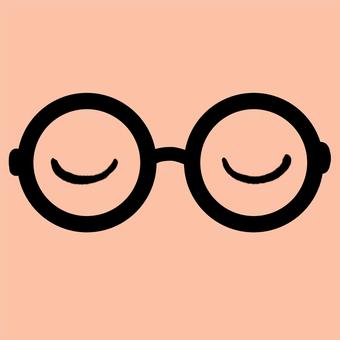 眠る目付きの黒縁メガネ メガネ,黒縁,丸眼鏡,眠る,睡眠,手描き,目のイラスト素材