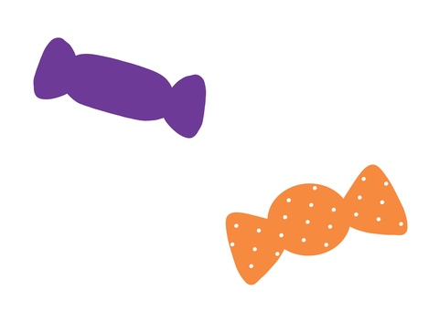 キャンディー03_紫色とオレンジ キャンディー,紫色,飴,お菓子,オレンジ,食べ物,シンプル,手描き,イラストのイラスト素材