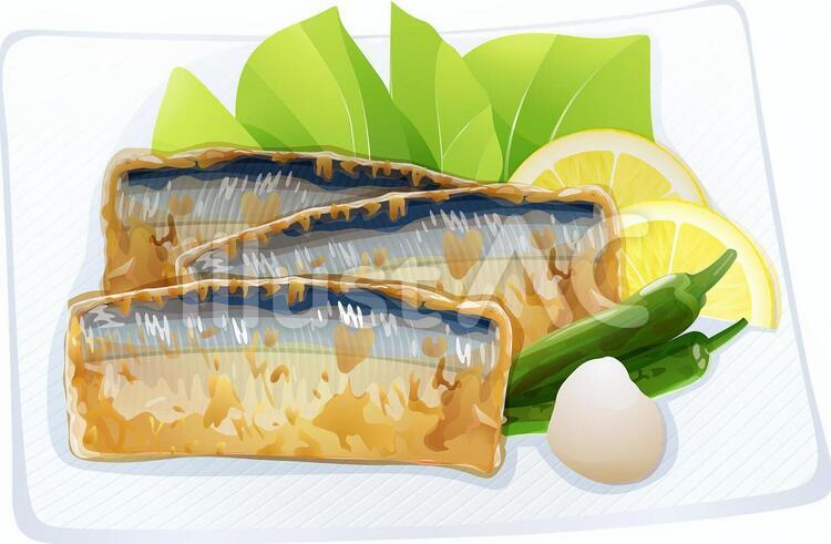 秋刀魚の竜田揚げ 竜田揚げ,から揚げ,揚げ物のイラスト素材