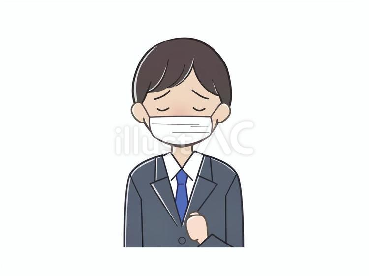 マスクをしたスーツを着た男性 マスク,風邪,男性のイラスト素材