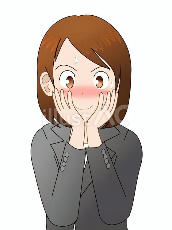 恥ずかしい ビジネスウーマン,スーツ,恥ずかしいのイラスト素材