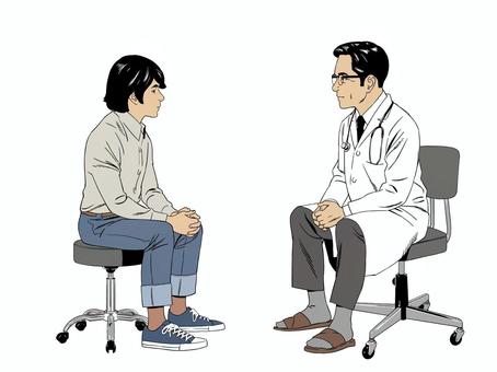 昭和の医師に相談する男性01