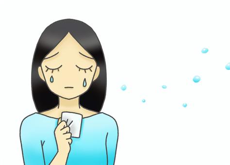 Illustration with a shadow of a woman holding a handkerchief and crying, JPG and PNG Illustration with a shadow of a woman holding a handkerchief and crying, people, female, one person, JPG and PNG