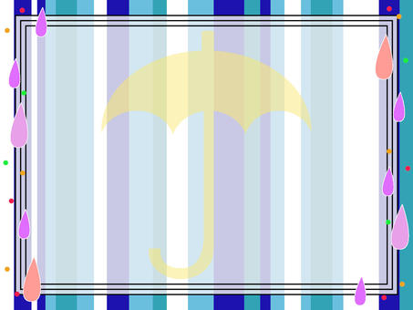 雨イメージのフレーム2 雨,雫,丸,黒線,傘,雨具,縦縞,フレームのイラスト素材