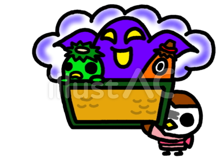 舌切りスズメ　with　妖怪 スズメ,すずめ,雀のイラスト素材