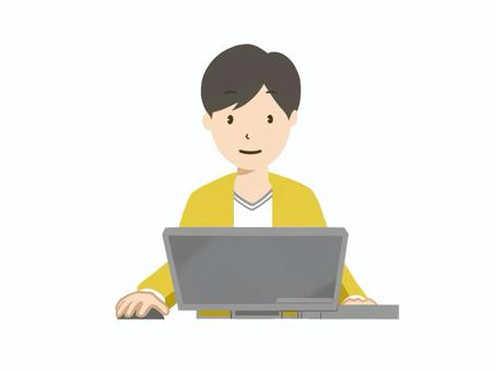 パソコンで仕事をするプログラマー(男性) プログラマー,プログラミング,プログラム,パソコン,働く,会社員,男性,正社員,職業,データのイラスト素材