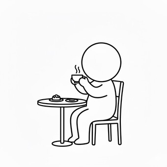 お茶棒人間 棒人間,人,シルエット,人間,お茶を飲む,休憩のイラスト素材