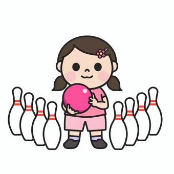 ボーリング大会でストライクを狙う女の子4 ボーリング大会でストライクを狙う女の子4 ボーリング,ボウリング,ボーリング場,遊び,大会,ストライク,ピン,ボール,球,ゲームのイラスト素材