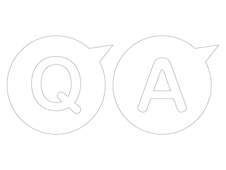 シンプルなQ＆A　ふきだし左下セット線画 クイズ,ｑ＆ａ,q,クエスチョン,質問,a,アンサー,答え,ふきだし,文字のイラスト素材