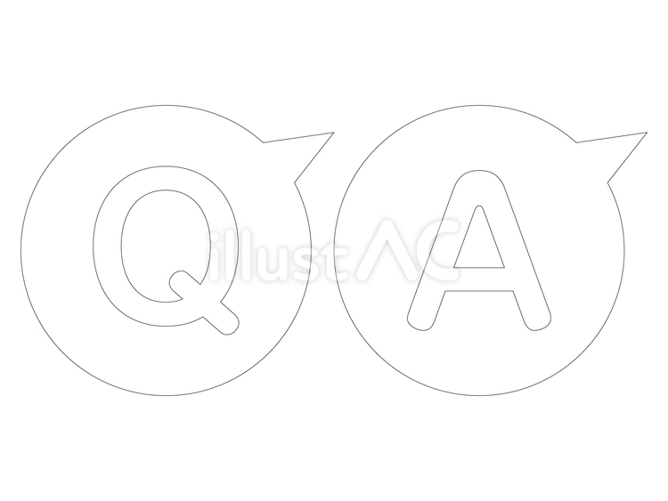 シンプルなQ＆A　ふきだし左下セット線画 クイズ,ｑ＆ａ,qのイラスト素材