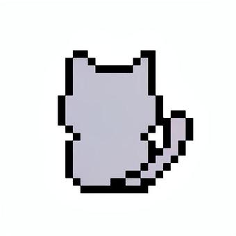 ネコ・ドット・うしろ 動物,ドット,ピクセルアート,ワンポント,アイコン,２d,2次元,ネコのイラスト素材