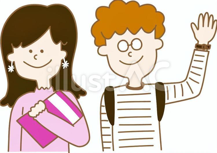 学生-男女ペア 大学生,大学,女子のイラスト素材