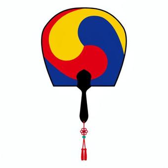 韓国うちわ 韓国うちわ 韓国,韓国うちわ,外国,アジア圏,うちわ,柄,紐,装飾,丸形,模様のイラスト素材