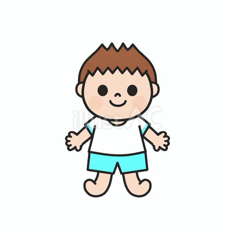 水色の体操服を着た男の子2 人間,かわいい,男の子のイラスト素材