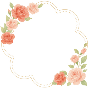 水彩風のバラのフレーム・花柄の装飾枠