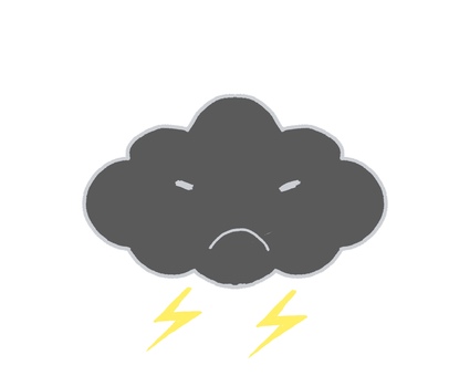 雷雲 ゆるい 雲,雷,手描きのイラスト素材
