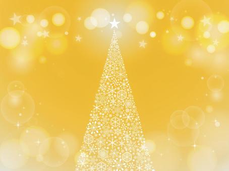 クリスマスのイルミネーション背景　5　黄 クリスマス,冬,背景,雪,雪の結晶,キラキラ,手描き,フレーム,クリスマスツリー,ツリーのイラスト素材