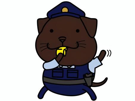 チョコラブさん 警察 誘導 チョコラブ,ラブラドール,ラブラドールレトリバー,警察,犬,誘導,笛,帽子,拳銃,制服のイラスト素材